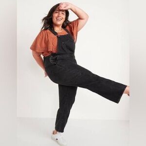 Old Navi black denim overalls size 22